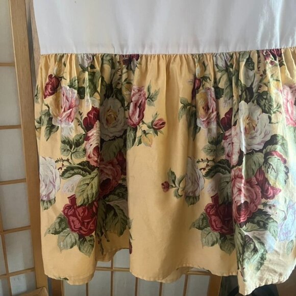 Vintage Ralph Lauren Kathleen Queen Dust Ruffle Yellow Roses Cotton Cottage Core - Picture 1 of 3
